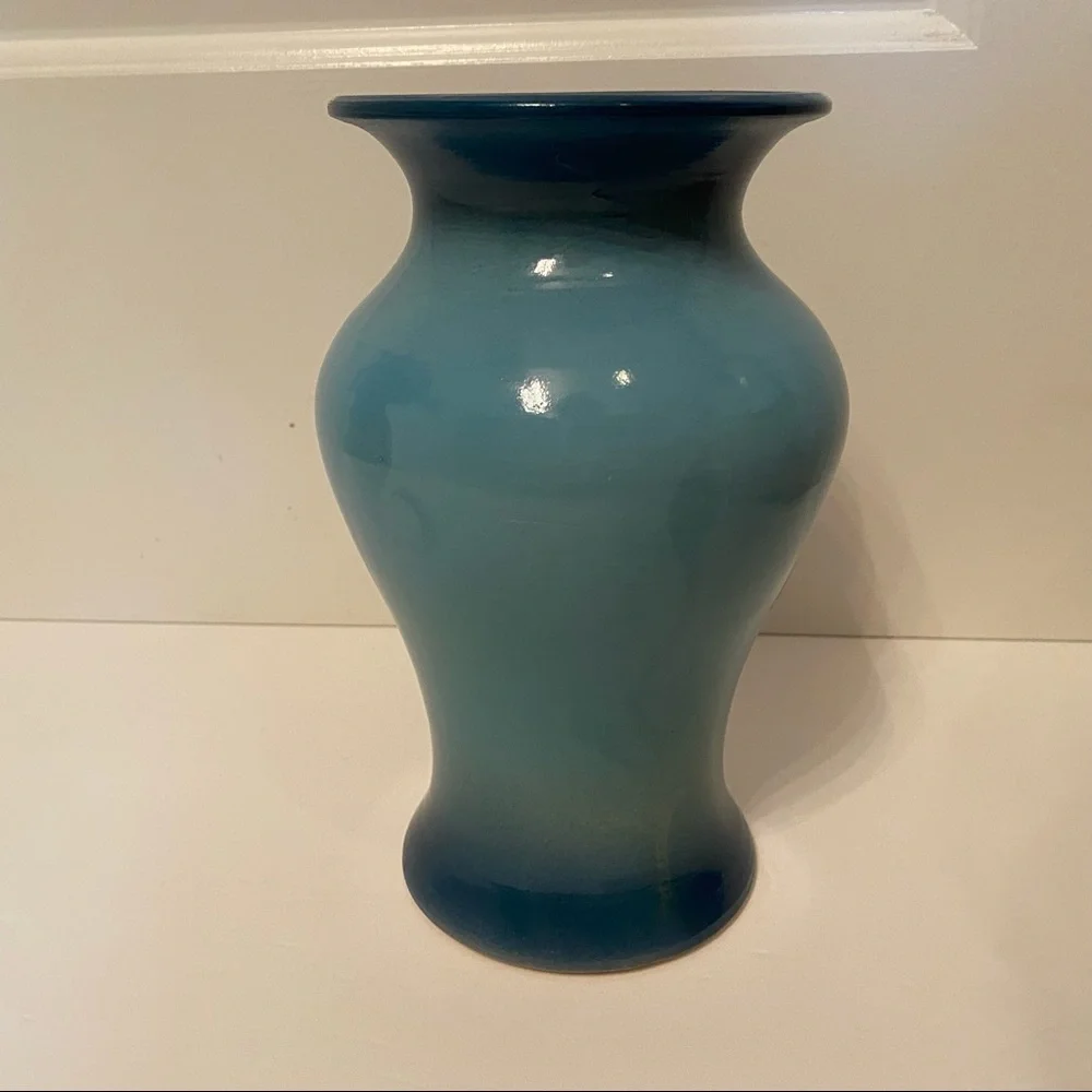 GARY L. WILSON VASE POTTERY BLUE AQUATIC TURTLE SEAHORSE OCEAN ART HOME DECOR